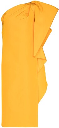 Carolina Herrera Draped-Detail One-Shoulder Midi Dress