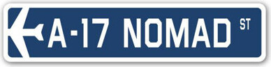 Antonelli A-17 Nomad Air Force Aircraft Military Aluminum Street Sign