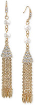 Thumbnail for your product : Carolee Gold-Tone Crystal and Glass Pearl Tassel Drop Earrings