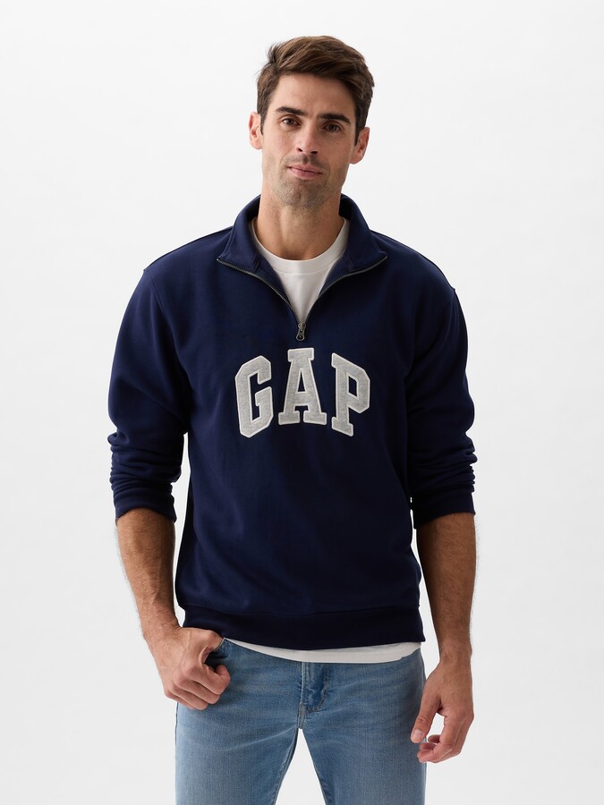 Gap Factory Relaxed Gap Logo Quarter-Zip Sweatshirt - ShopStyle