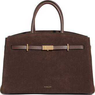 DeMellier New York Leather-trimmed Raffia Tote - Neutral DeMellier New York Leather-trimmed Raffia Tote - Neutral