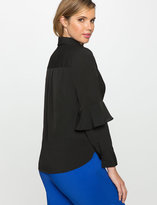 Thumbnail for your product : ELOQUII Ruffle Sleeve Button Down Blouse