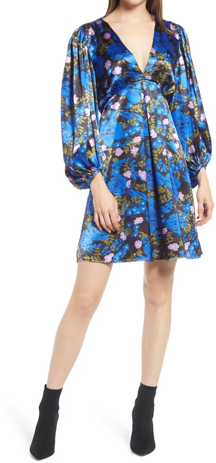 Vero Moda Long Sleeve Floral Satin Dress - ShopStyle