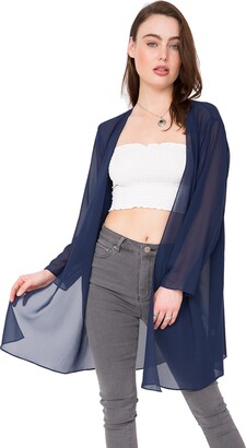 navy chiffon waterfall jacket