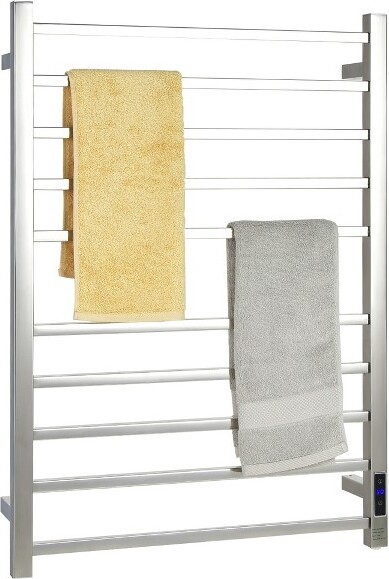 Cosway 145W Electric Towel Warmer Wall Mounted Heated Drying Rack 8 Square  Bars 