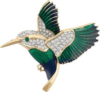 Susan Caplan Vintage 1980s Crystal-Embellished Hummingbird Brooch