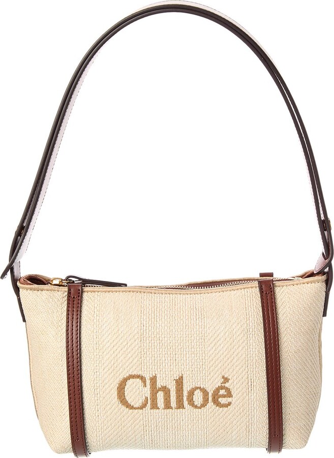 Chloé Dnu Pack Carry Raffia & Leather Shoulder Bag