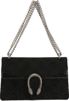 Gucci Dionysus GG Velvet Small Shoulder Bag in Black