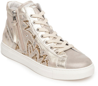 metallic high top sneakers womens