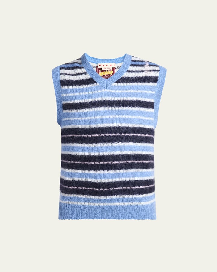 Men's Lightweight Brushed Stripe Sweater Vest