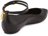 Thumbnail for your product : Tom Ford Padlock Ankle-Wrap Ballerina Flat, Black