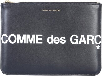 Comme des Garcons Logo Printed Zipped Clutch Bag