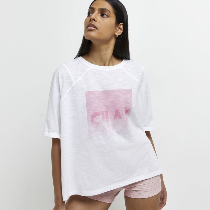 kind society River Island Womens White Ri Active Graphic Oversized T-Shirt  - ShopStyle