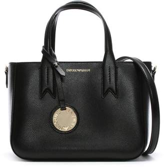 Emporio Armani Small Black Textured Tote Bag