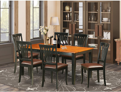 August Grove Cleobury 7 - Piece Butterfly Leaf Rubberwood Solid Wood Dining Set