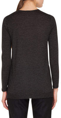 Akris Round-Neck Long-Sleeve Cashmere-Silk Knit Tunic