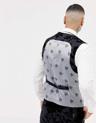 Twisted Tailor super skinny vest with flocking