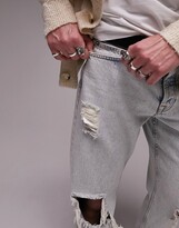 Thumbnail for your product : Topman ripped relaxed jeans in bleach acid wash