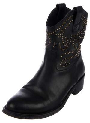Sergio Rossi Studded Leather Ankle Boots Black Studded Leather Ankle Boots