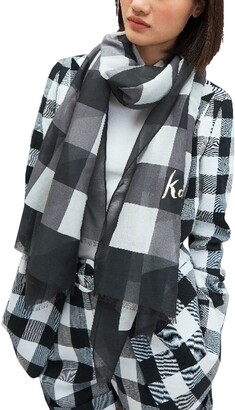 Kate Spade Party Plaid Print Oblong Scarf