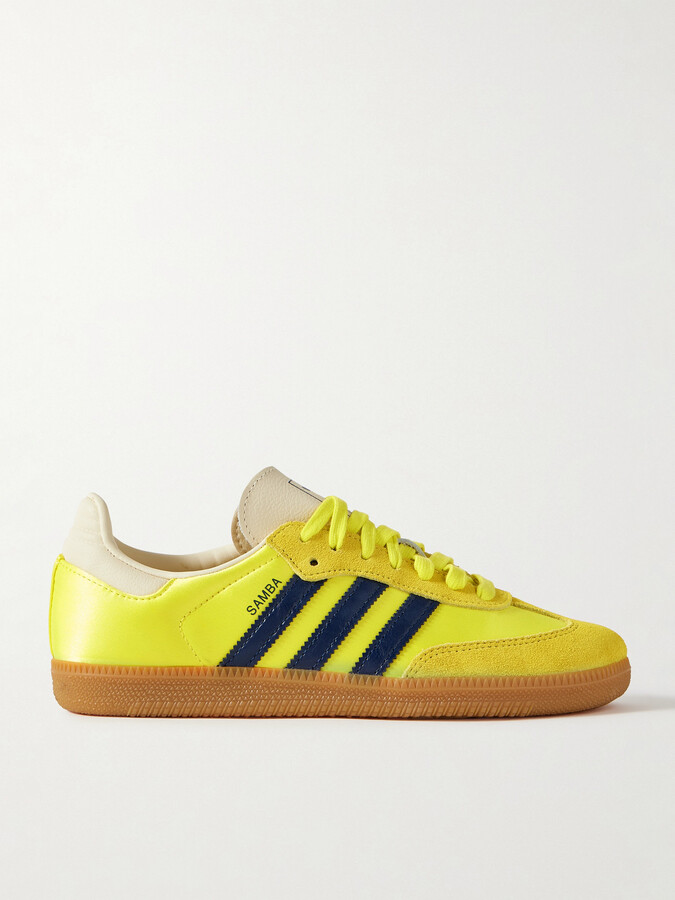 adidas Samba Og Suede And Leather-trimmed Satin Sneakers - Yellow