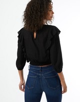 Thumbnail for your product : Miss Selfridge prairie blouse in black