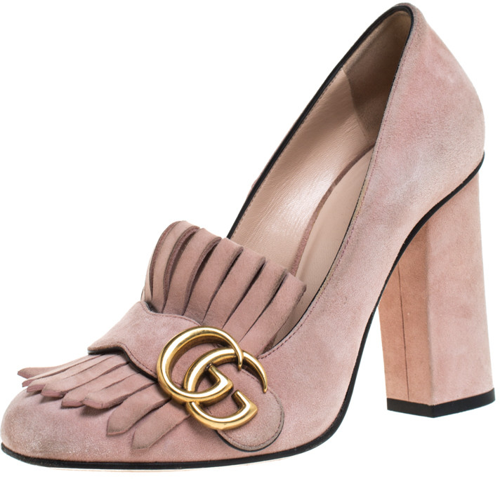gucci pink suede heels