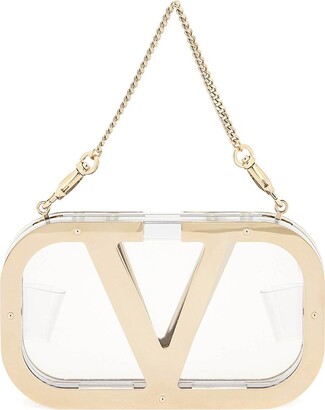 Valentino Rockstud Vitello Chain Clutch Bag