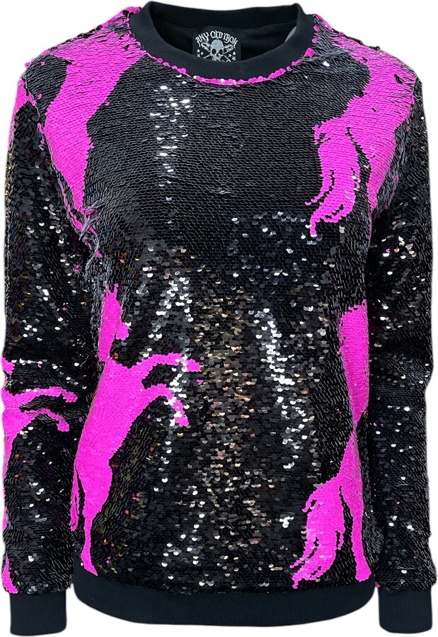 Any Old Iron Pink / Black Pink Pony Sequin Sweatshirt