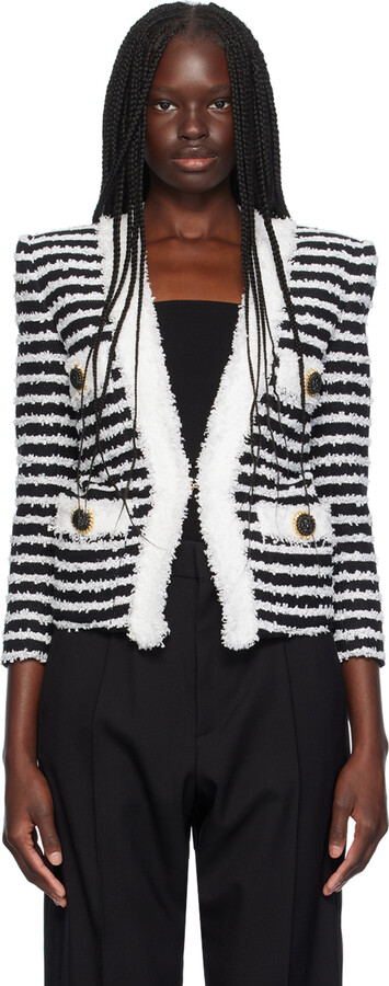 Balmain Buttoned Maze Tweed Jacket - ShopStyle