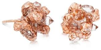 Niza Huang Sterling Silver 22ct Rose Gold Plated Herkimer Diamond Gemstones Transparent Quartz Studs
