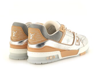 Louis Vuitton Men's Trainer Sneakers Monogram Embossed Metallic Leather -  ShopStyle