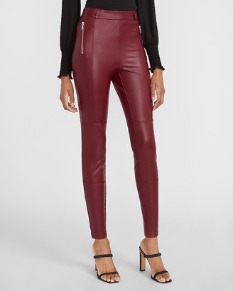 wine leather pants