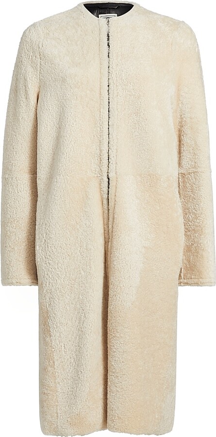 Totême Women's Shearling Teddy Zip Coat - Cream - Size 4