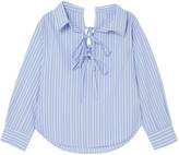 Thumbnail for your product : Clu Off-the-shoulder Striped Cotton And Tencel-blend Shirt