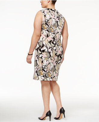 Kasper Plus Size Embellished Floral-Print Sheath Dress