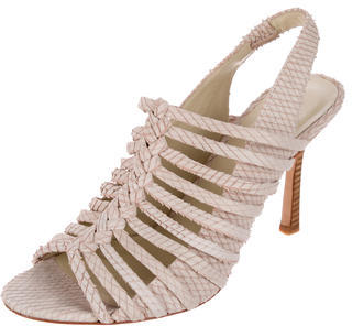Elizabeth and James Embossed Leather Cage Sandals