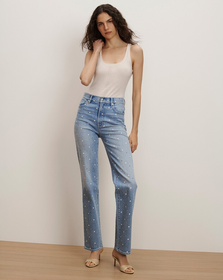 Veronica Beard Dylan Embellished Straight-Leg Jean
