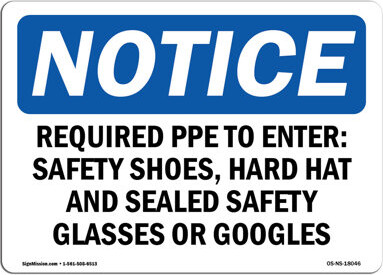 SignMission Required PPE to Enter Safety Shoes Hard Sign