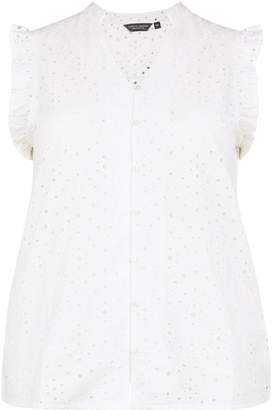 Dorothy Perkins Womens **Dp Curve White Broderie Button Cotton Shirt, White