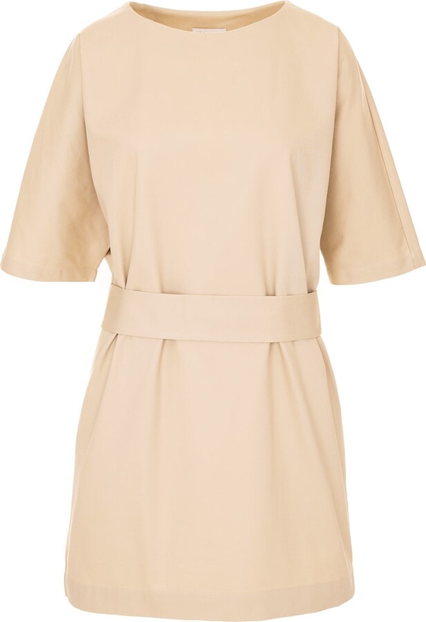 Ipanomi Neutrals Raglan Sleeve Cotton Twill Midi Dress - Beige