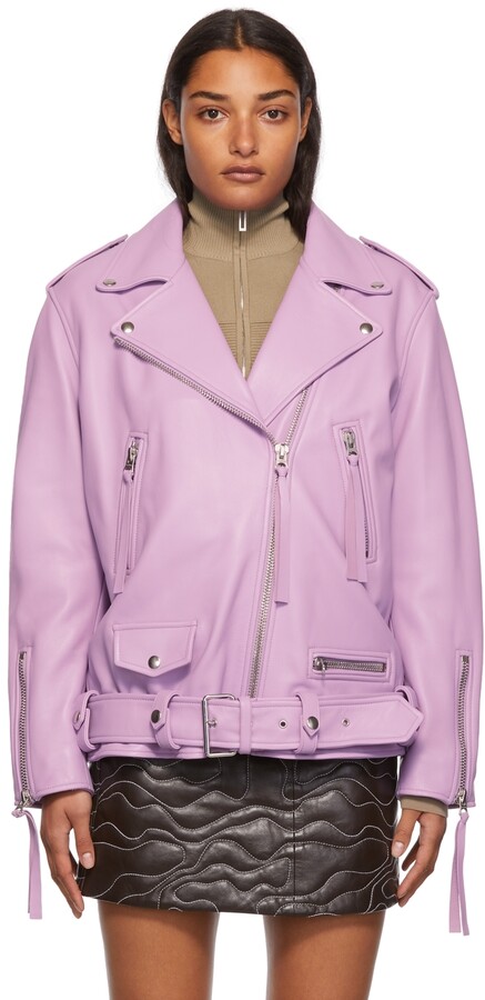 purple leather jacket