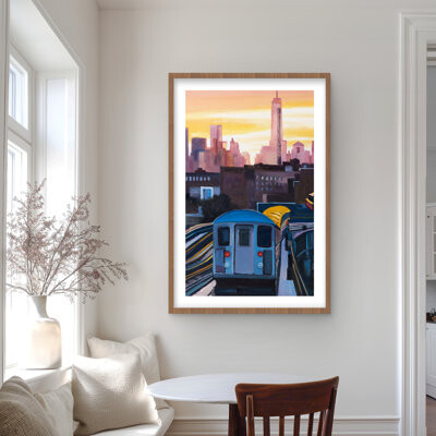 Lark Manor Sunset over the Subway in New York - Framed Matted Print