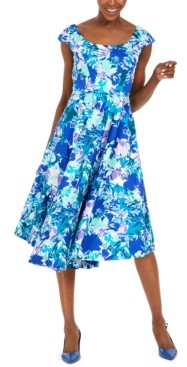 calvin klein floral print fit and flare dress