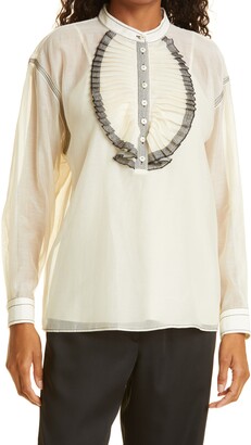 Tory Burch Ruffle Front Blouse - ShopStyle Tops