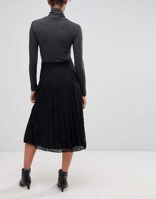 ASOS DESIGN Pleated Lace Midi Skirt