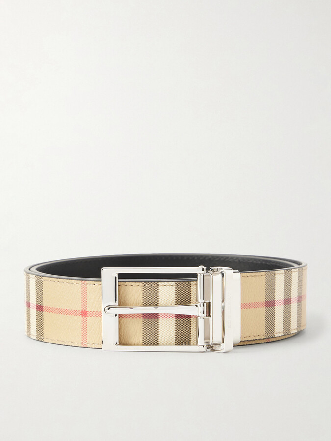 Burberry 3.5cm Reversible Checked Coated-Leather Belt