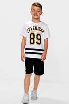 Thumbnail for your product : boohoo Boys Speedway 89 T-Shirt & Jersey Shorts Set