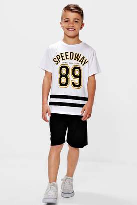 boohoo Boys Speedway 89 T-Shirt & Jersey Shorts Set