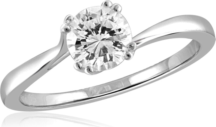 Diamonice 1 1/2 Carat T.W. White Cubic Zirconia (AAA) Sterling Silver Solitaire Ring